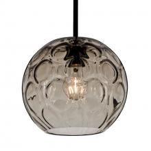 Besa Lighting 1TT-BOMYSM-EDIL-BK - Besa Bombay Cord Pendant, Smoke, Black Finish, 1x8W LED Filament