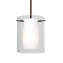 Besa Lighting 1TT-C00607-LED-BR-L - Besa Pahu 8 LED Pendant 1Tt Clear/Opal Bronze 1x11W LED, 15Ft. Cord