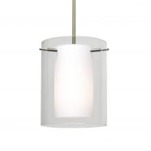 Besa Lighting 1TT-C00607-LED-SN-L - Besa Pahu 8 LED Pendant 1Tt Clear/Opal Satin Nickel 1x11W LED, 15Ft. Cord