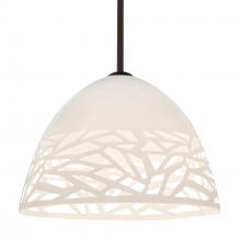 Besa Lighting 1TT-KIEVWH-BR-L - Besa Kiev Stem Pendant, White, Bronze Finish, 1x60W Medium Base, 15Ft. Cord