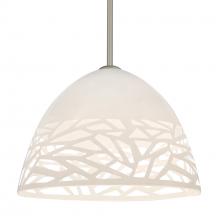 Besa Lighting 1TT-KIEVWH-SN-L - Besa Kiev Stem Pendant, White, Satin Nickel Finish, 1x60W Medium Base, 15Ft. Cord