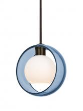 Besa Lighting 1TT-MANABL-LED-BR - Besa Mana Pendant, Blue/Opal, Bronze Finish, 1x9W LED