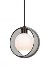 Besa Lighting 1TT-MANASM-LED-BR - Besa Mana Pendant, Smoke/Opal, Bronze Finish, 1x9W LED