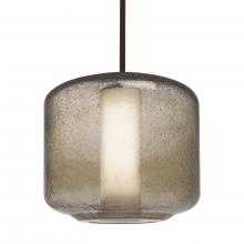 Besa Lighting 1TT-NILES10SO-LED-BR-L - Besa Niles 10 Pendant, Smoke Bubble/Opal, Bronze Finish, 1x5W LED, 15Ft. Cord