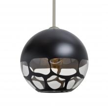 Besa Lighting 1TT-ROCKYBK-LED-SN-L - Besa, Rocky Stem Pendant, Black, Satin Nickel Finish, 1x9W LED, 15Ft. Cord