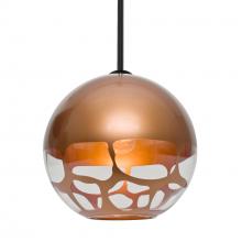 Besa Lighting 1TT-ROCKYCP-LED-BK - Besa, Rocky Stem Pendant, Copper, Black Finish, 1x9W LED