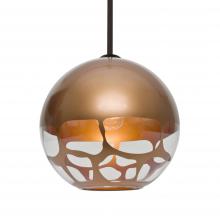 Besa Lighting 1TT-ROCKYCP-LED-BR-L - Besa, Rocky Stem Pendant, Copper, Bronze Finish, 1x9W LED, 15Ft. Cord