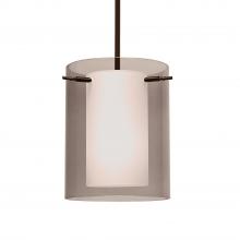 Besa Lighting 1TT-S00607-LED-BR-L - Besa Pendant Pahu 8 Bronze Transparent Smoke/Opal 1x11W LED, 15Ft. Cord