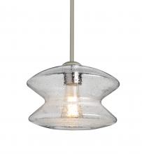 Besa Lighting 1TT-ZENCL-EDIL-SN-L - Besa, Zen Stem Pendant , Clear Bubble, Satin Nickel Finish, 1x8W LED Filament, 15Ft.