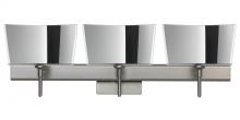 Besa Lighting 3SW-6773MR-LED-SN-SQ - Besa Groove Wall With SQ Canopy 3SW Mirror-Frost Satin Nickel 3x5W LED