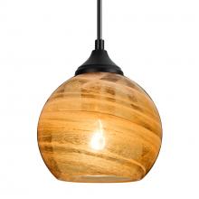 Besa Lighting OP-JILLYAM-EDIL-BK - Besa, Jilly Outdoor Pendant, Vapor Amber, Black Finish, 1x5W LED Filament