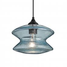 Besa Lighting OP-ZENBL-EDIL-BK - Besa, Zen Outdoor Pendant, Blue Bubble, Black Finish, 1x8W LED Filament