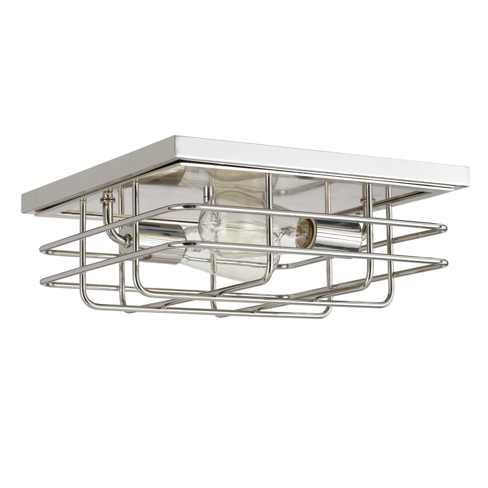 Attica 2-Light Polished Nickel Finish Flush Mount 12.63“ X 12.63” X 5“