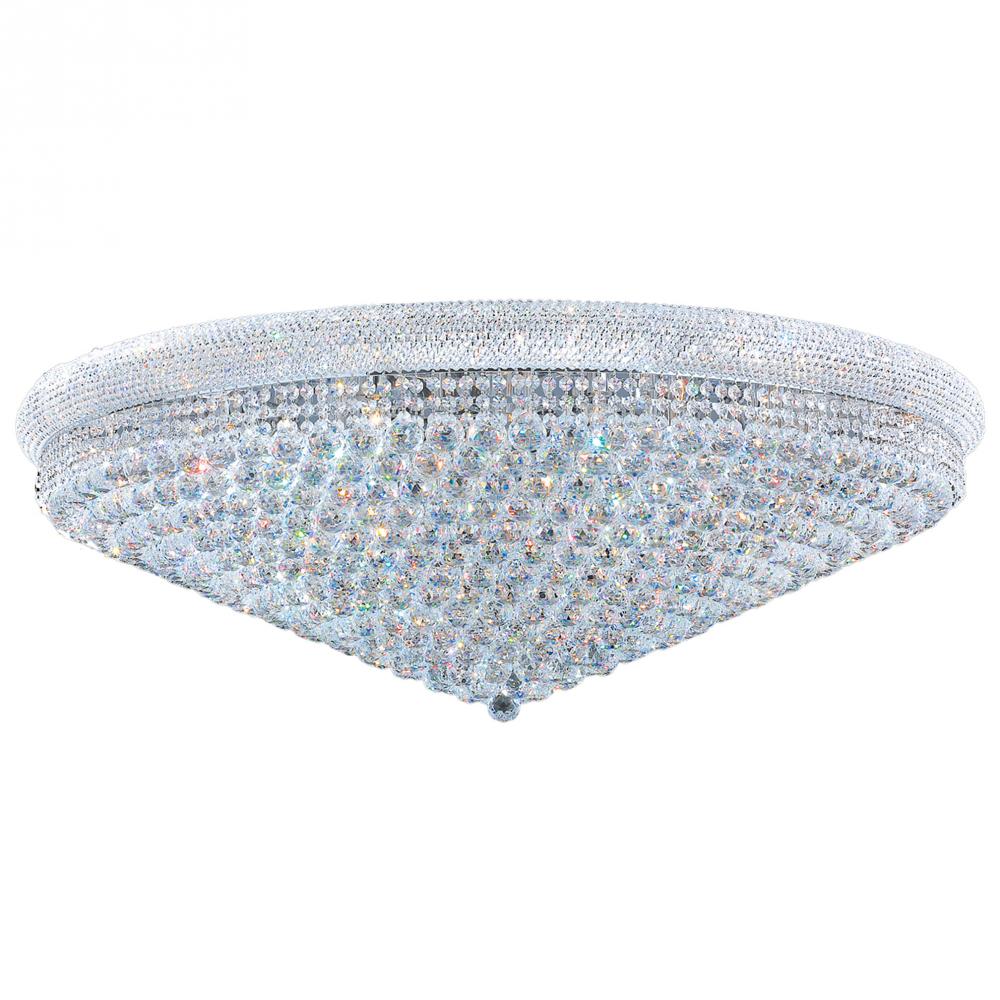 Empire 33-Light Chrome Finish and Clear Crystal Flush Mount Ceiling Light 48 in. Dia x 16 in. H Extr