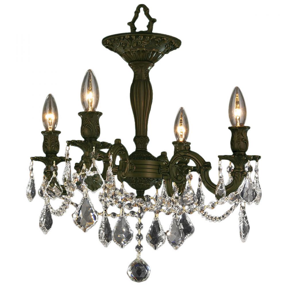 Windsor 4-Light dark Bronze Finish and Clear Crystal Semi Flush Mount Ceiling Light 17 in. Dia x 19 