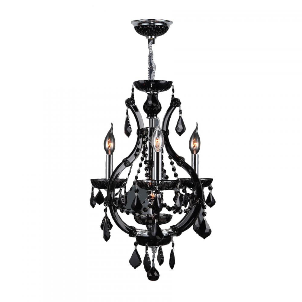 Lyre Collection 4 Light Chrome Finish and Black Crystal Chandelier 16" D x 28" H Mini