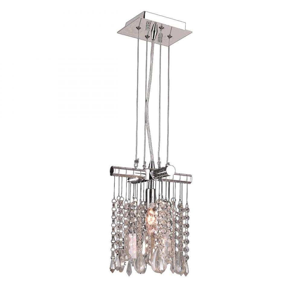 Nadia 1-Light Chrome Finish and Clear Crystal Mini Pendant 8 in. Dia x 11 in. H Mini