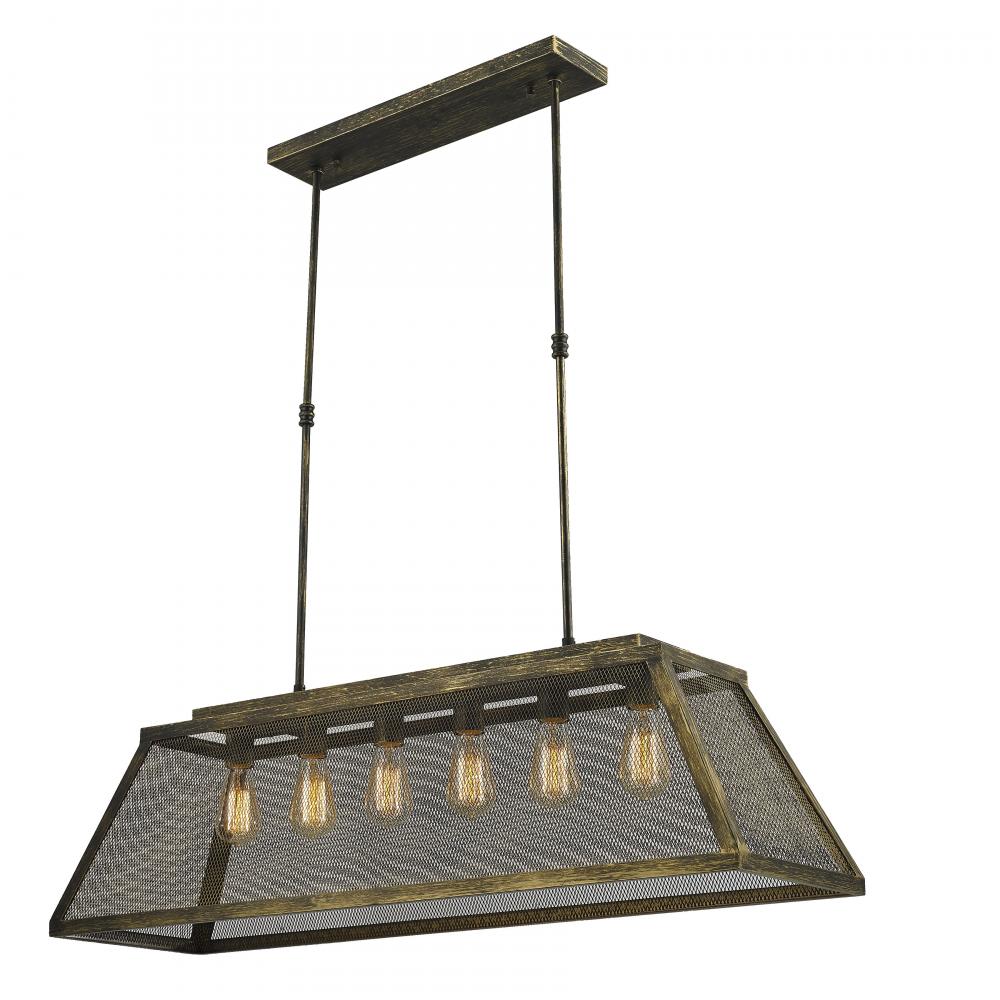 Nautilus 5-Light Antique Bronze Finish Mesh Kitchen Island Pendant Light 42 in. L x 12 in. W x 12 in