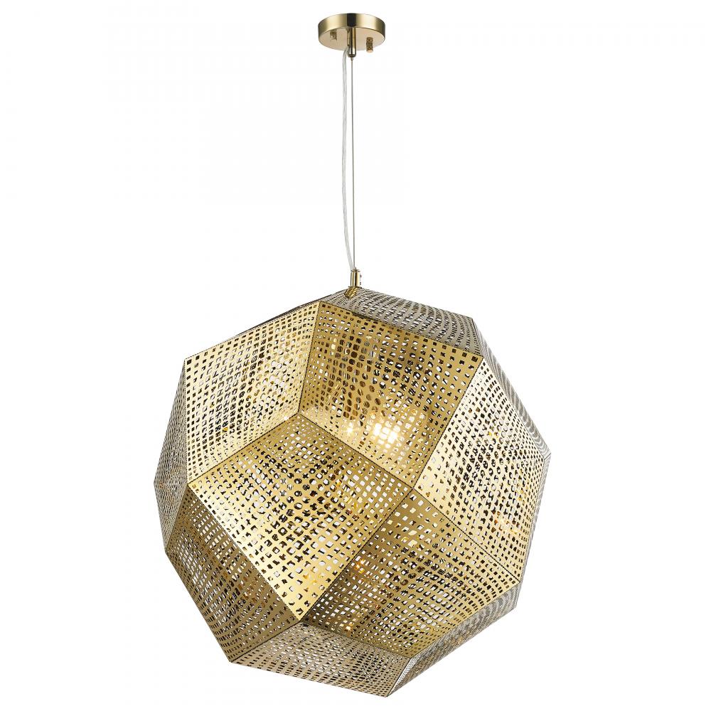 Geometrics 5-Light Champagne Gold Finish Finish Stainless Steel Pendant Light 24 in. Dia x 24 in. H