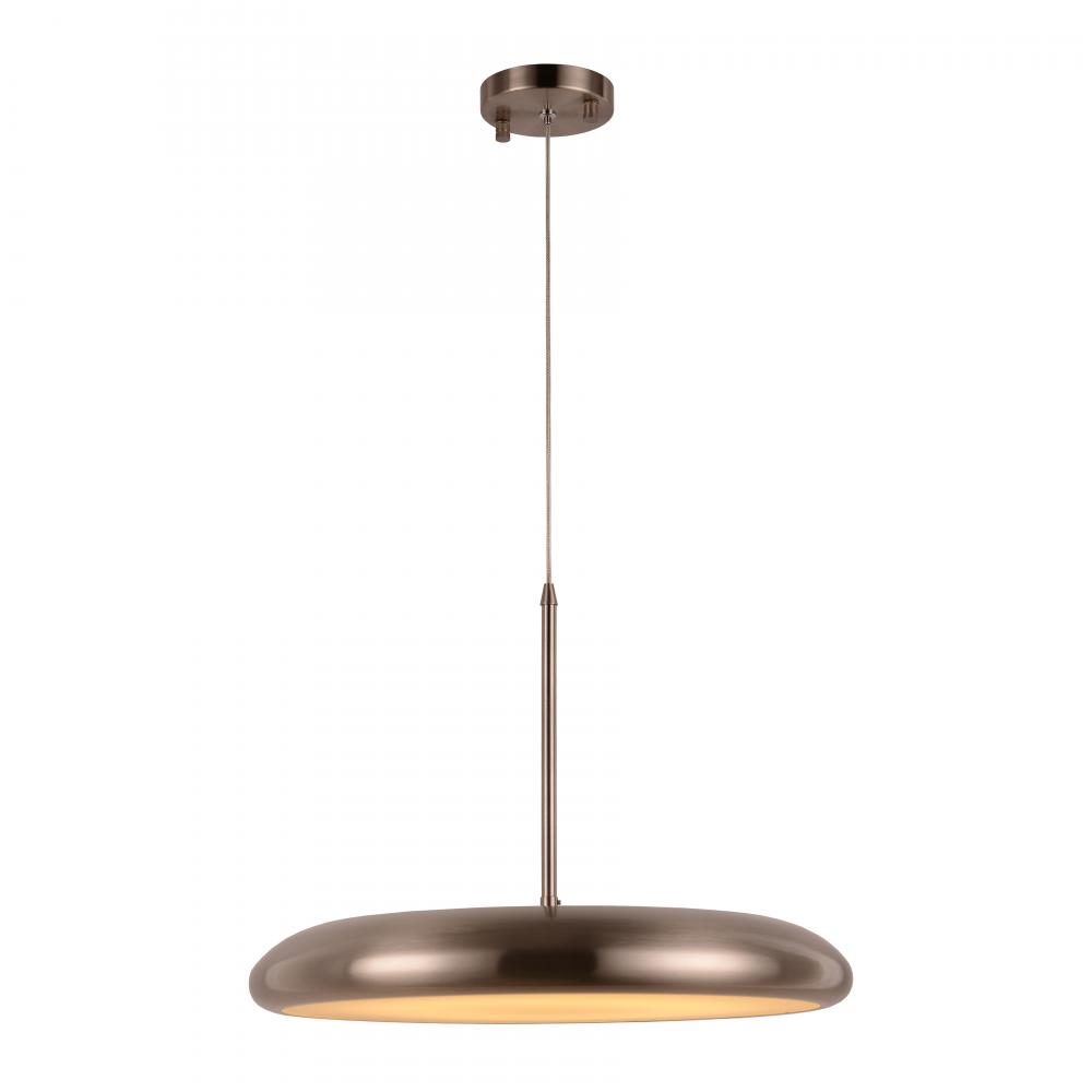 Madison 24-Watt Brushed Nickel Finish Integrated LEd disc Pendant Light 3000K 18 in. Dia x 96 in. H 