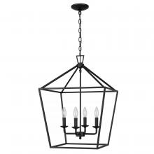 Worldwide Lighting Corp E80001-001 - Charleston 4-Light Matte Black Finish Linear Pendant Light W18" X D18" X 25"H