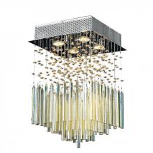 Worldwide Lighting Corp W33261C12-GT - Torrent Collection 4 Light Chrome Finish and Golden Teak Crystal Flush Mount Ceiling Light 12" L