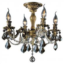 Worldwide Lighting Corp W33303BP17-GT - Windsor 4-Light Antique Bronze Finish and Golden Teak Crystal Semi Flush Mount Ceiling Light 17 in. 