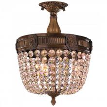 Worldwide Lighting Corp W33353B12-GT - Winchester 3-Light Antique Bronze Finish and Golden Teak Crystal Semi Flush Mount Ceiling Light 12 i