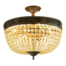 Worldwide Lighting Corp W33353B20-GT - Winchester 6-Light Antique Bronze Finish and Golden Teak Crystal Semi Flush Mount Ceiling Light 20 i