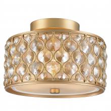 Worldwide Lighting Corp W33412MG12-GT - Paris 3-Light Matte Gold Finish with Golden Teak Crystal Flush Mount Ceiling Light 12 in. Dia x 6 in