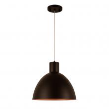 Worldwide Lighting Corp W33822MB12 - Bowery 6-Watt Matte Black Finish Integrated LEd Metal dome Pendant Ceiling Light 3000K 12 in. Dia x