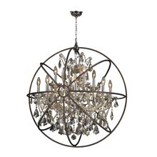 Worldwide Lighting Corp W83191C33-GT - Armillary 13-Light dark Bronze Finish and Golden Teak Crystal Foucault's Orb Chandelier 33 in. D