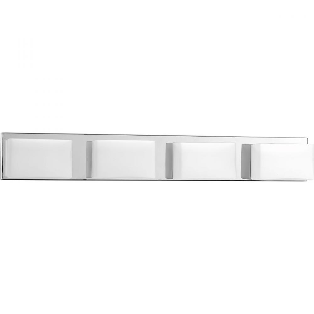 Ace LED Collection Four-Light Polished Chrome Etched Glass Modern LED Bath Vanity Light