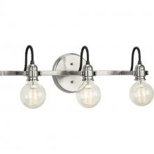 Progress P300191-009 - Axle Collection Three-Light Brushed Nickel Vintage Style Bath Vanity Wall Light