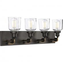 Progress P300229-143 - Rushton Collection Four-Light Graphite Clear Glass Farmhouse Bath Vanity Light