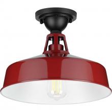 Progress P550070-039 - Cedar Springs Collection Red One-Light Farmhouse Semi-Flush Mount