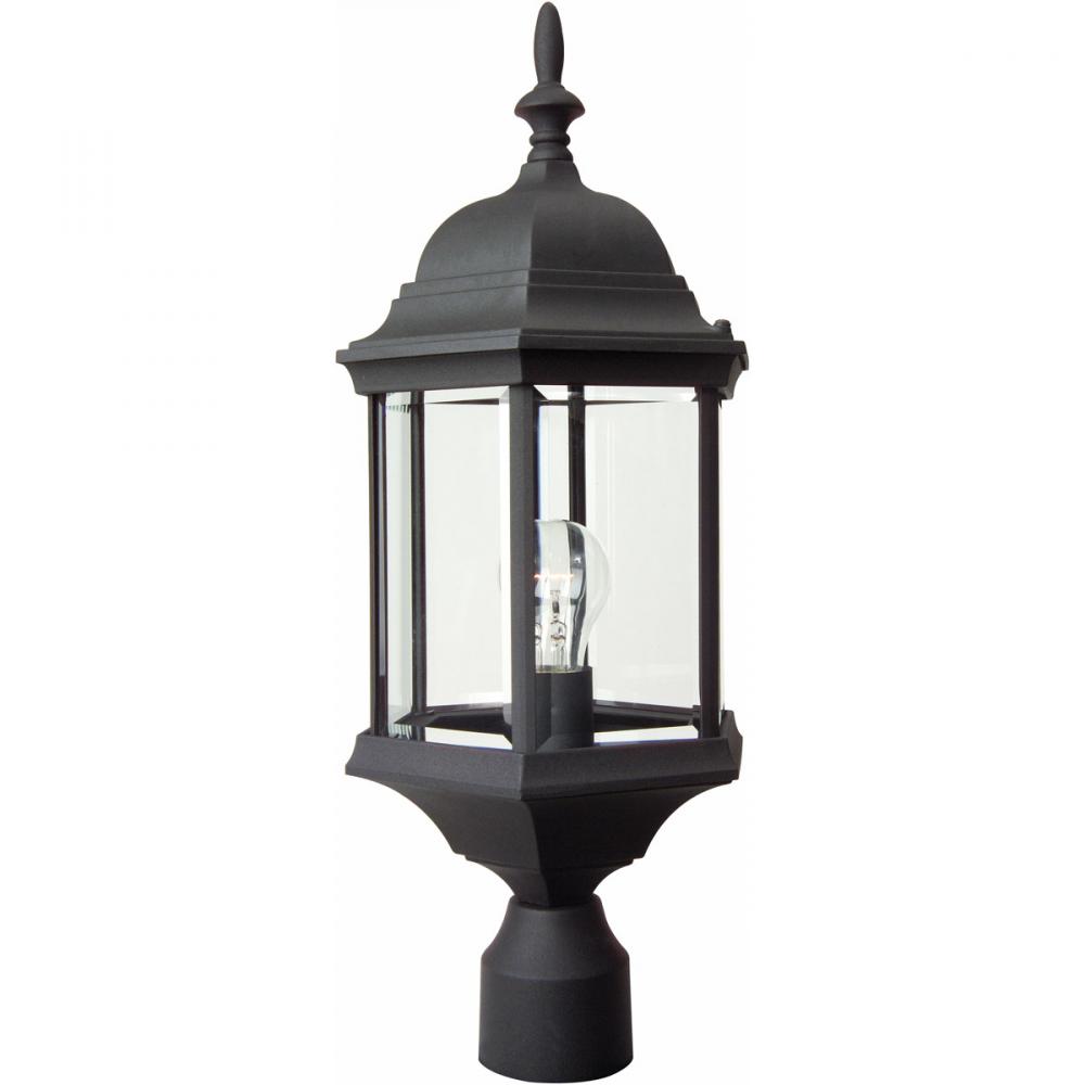 Hex Style Cast 1 Light Outdoor Post Mount in Textured Black