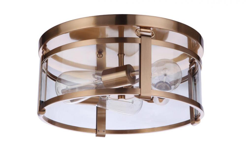 Elliot 3 Light Flushmount in Satin Brass