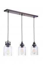 Craftmade 53693-FBDT - Foxwood 3 Light Pendant in Flat Black/Dark Teak