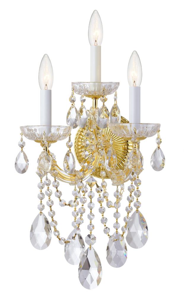 Maria Theresa 3 Light Hand Cut Crystal Gold Sconce