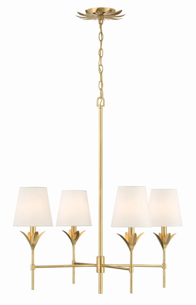 Broche 4 Light Antique Gold Chandelier