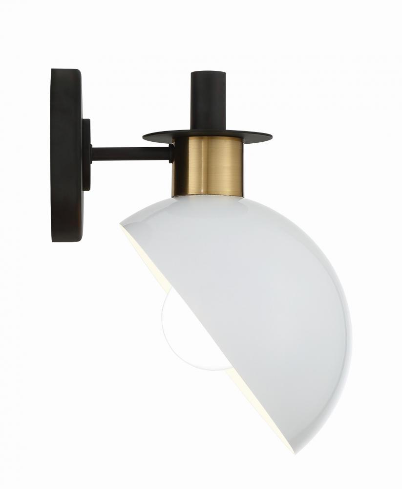 Gigi 1 Light Black + Aged Brass Sconce