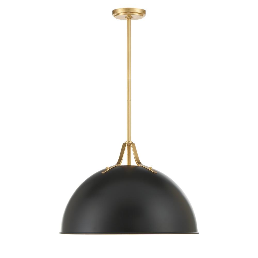 Soto 1 Light Matte Black + Antique Gold Chandelier