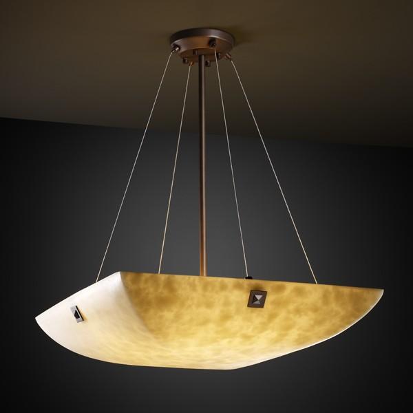 18" LED Pendant Bowl w/ Large Square w/ Point Finials