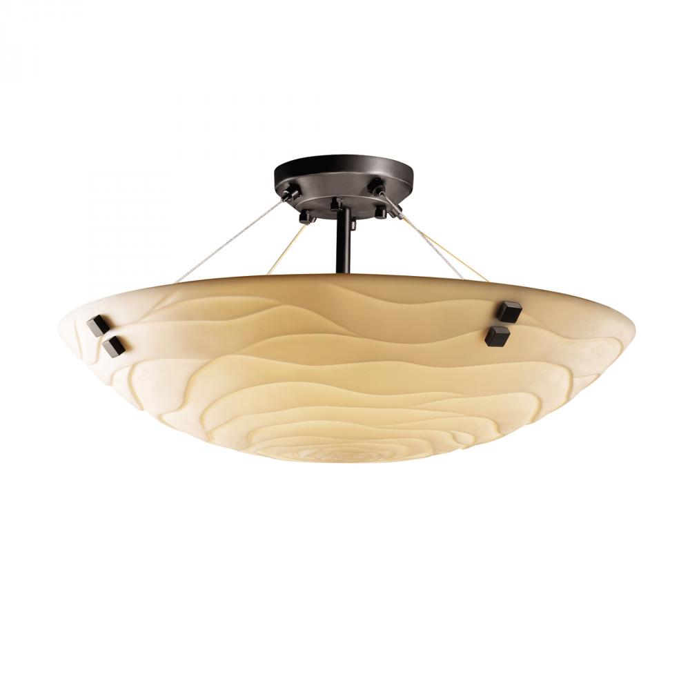 24" LED Semi-Flush Bowl w/ PAIR SQUARE FINIALS