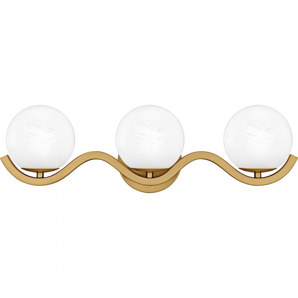 Spherical 3-Light Aged Brass Bath Light