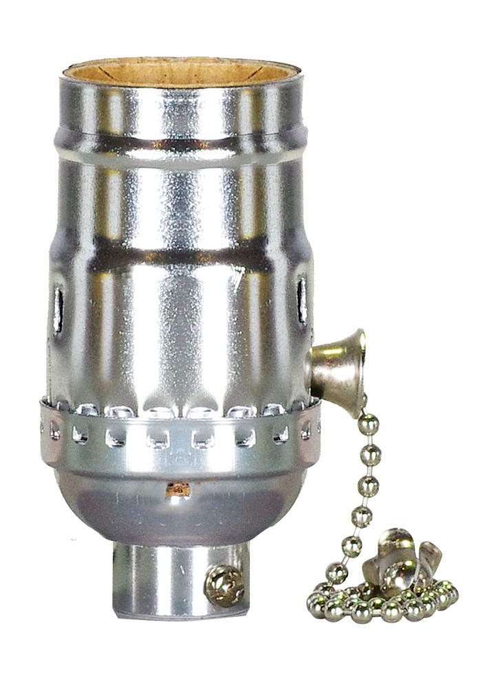 On-Off Pull Chain Socket; 1/4 IPS; Aluminum; Nickel Finish; 660W; 250V