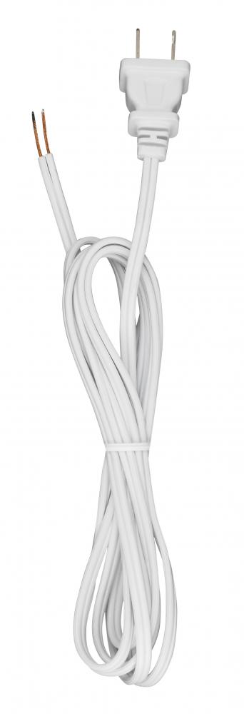 7 Foot 18/2 SPT-1 105C Cord Set; White Finish; 36" Hank; 200 Carton; Molded Polarized Plug;