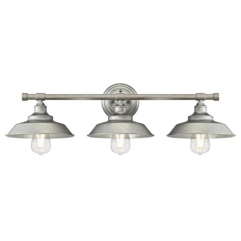 3 Light Wall Fixture Galvanized Steel Finish