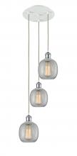  113B-3P-WPC-G105 - Belfast - 3 Light - 13 inch - White Polished Chrome - Cord Hung - Multi Pendant